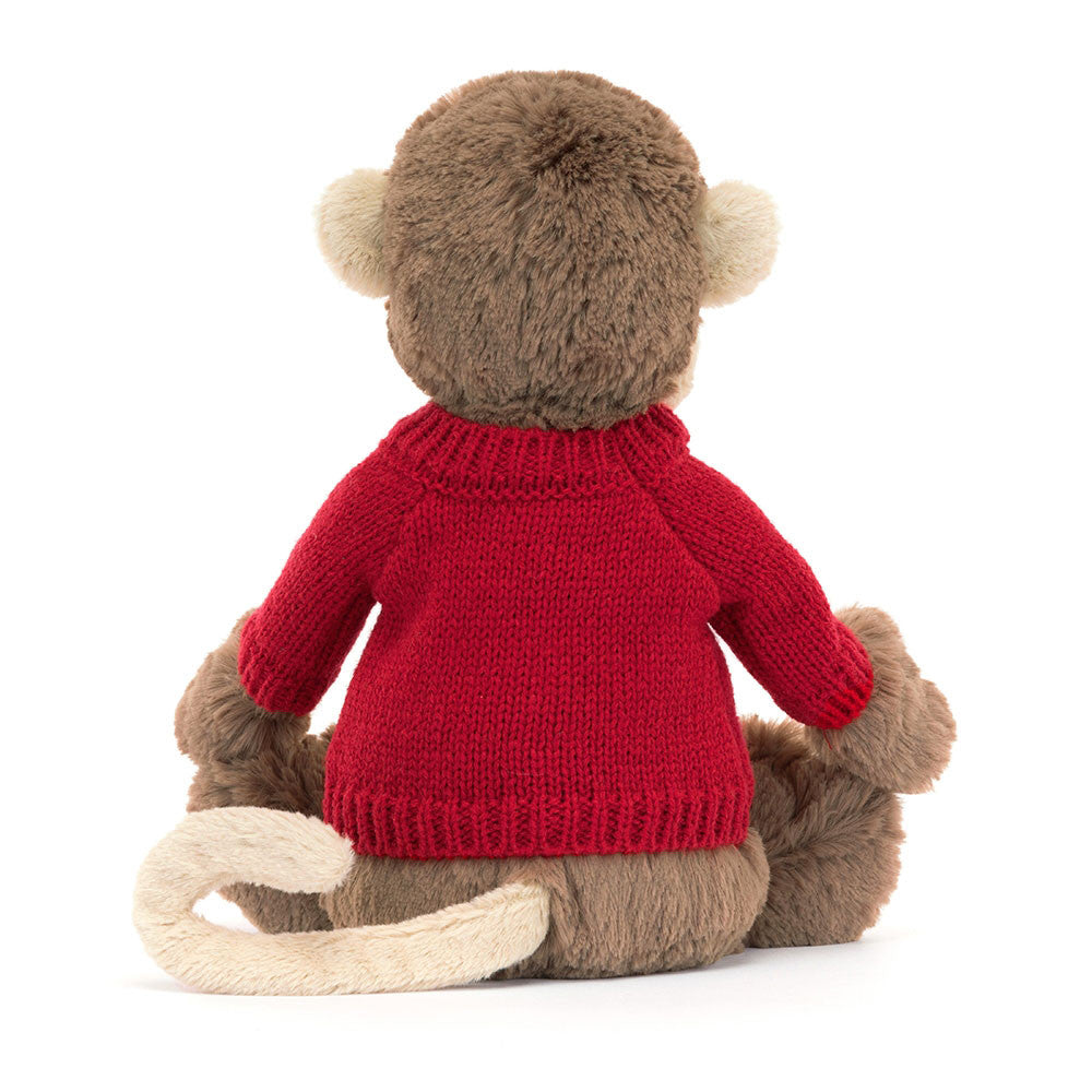 Bashful Monkey with Personalized Red Jumper - Jellycat Sale