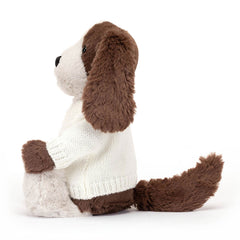 Bashful Fudge Puppy with Personalized Cream Jumper - Jellycat Online