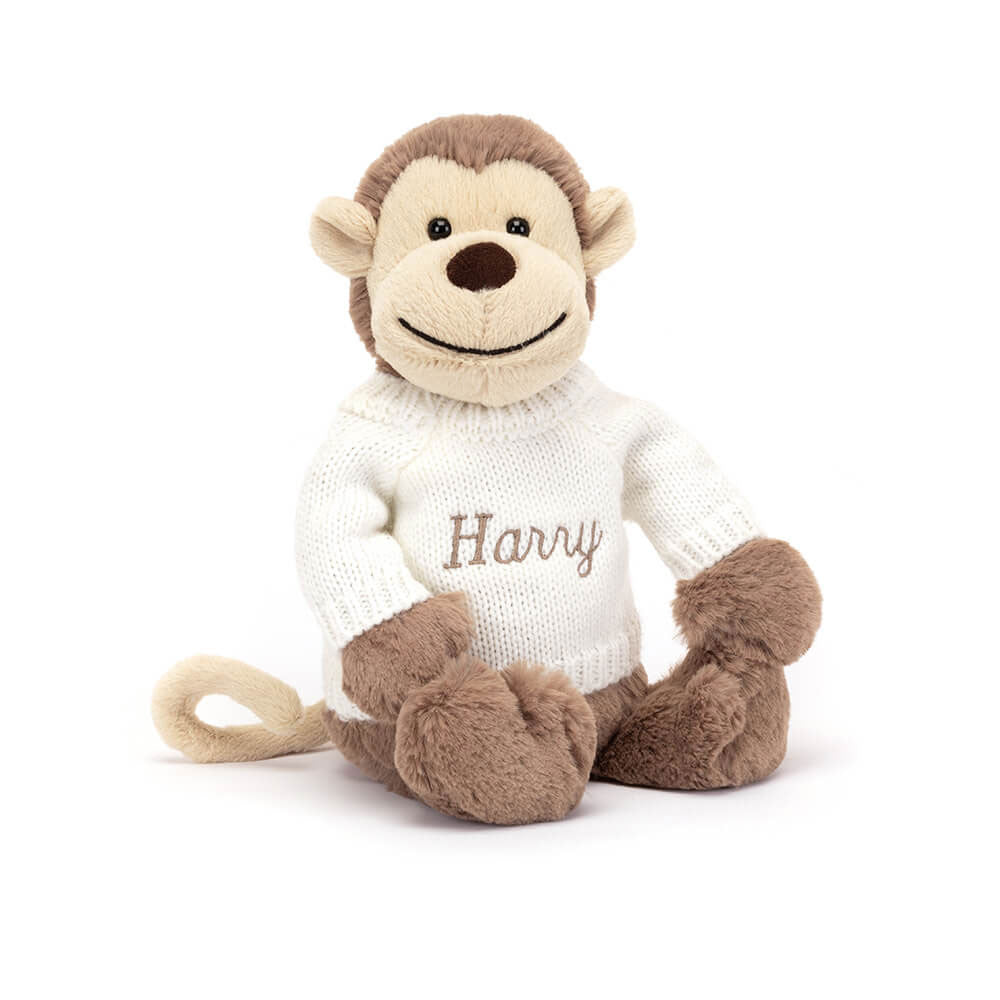 Bashful Monkey with Personalized Cream Jumper - Jellycat Discount