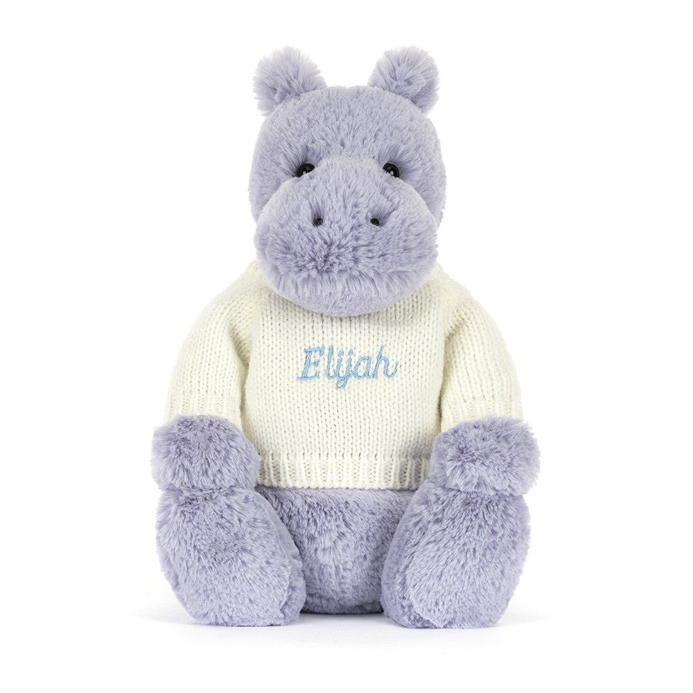 Bashful Hippo with Personalized Cream Jumper - Jellycat Online