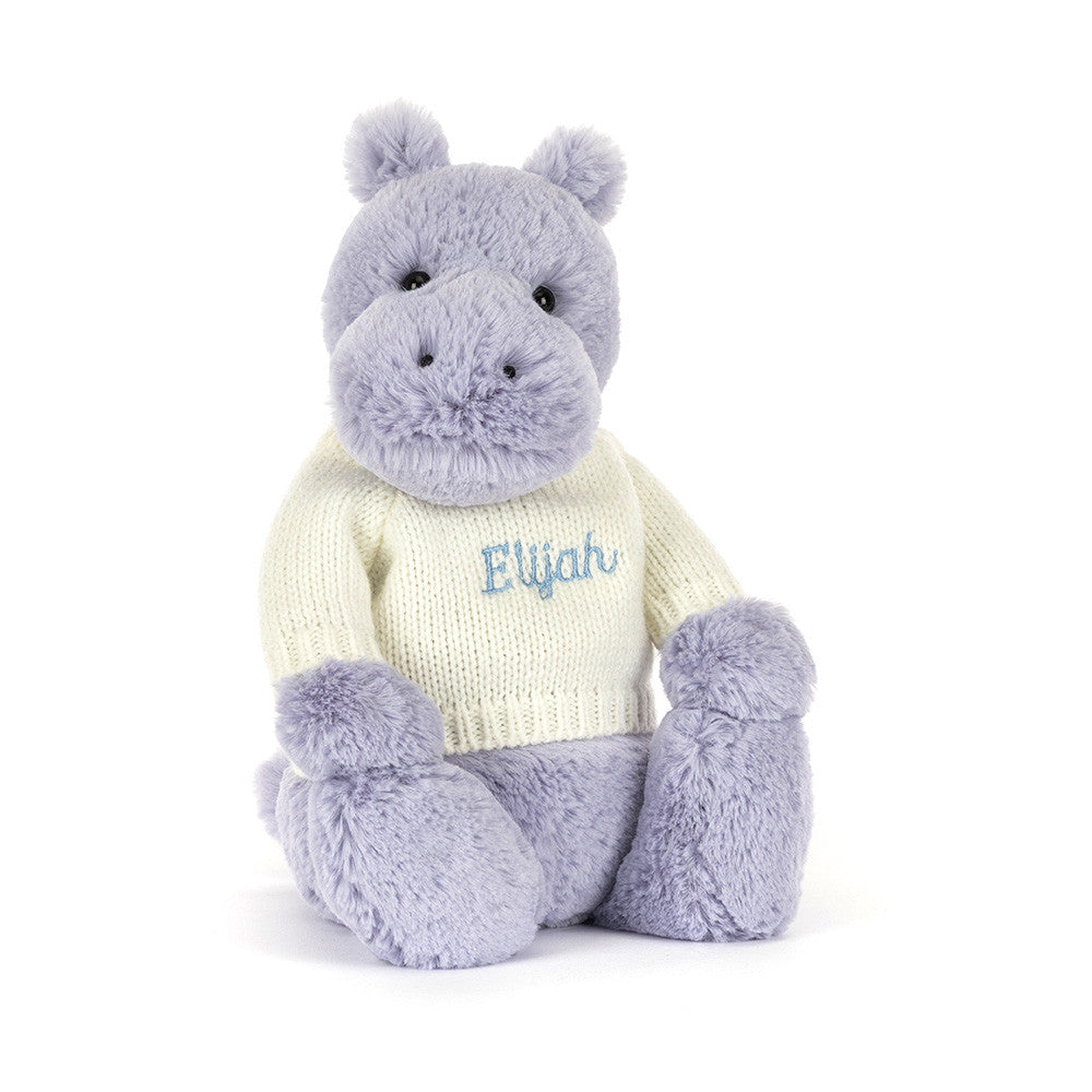 Bashful Hippo with Personalized Cream Jumper - Jellycat Online
