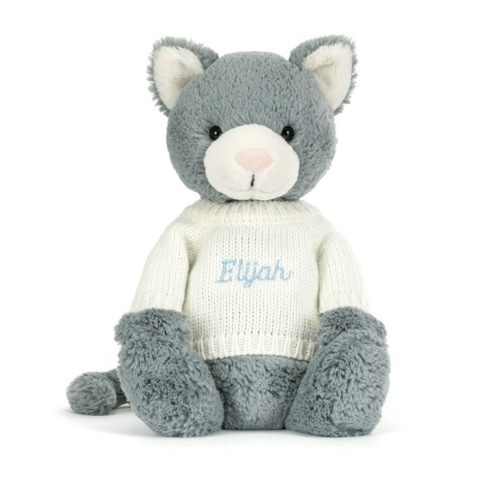 Bashful Kitten with Personalized Cream Jumper - Jellycat Discount