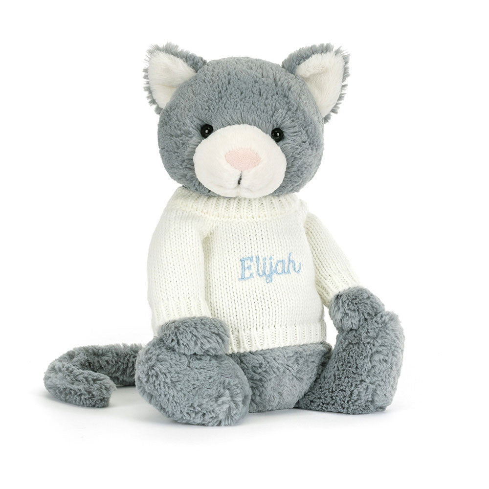 Bashful Kitten with Personalized Cream Jumper - Jellycat Discount