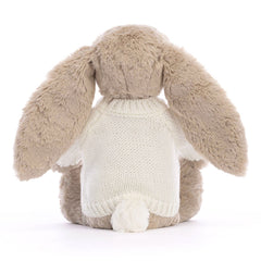 Bashful Beige Bunny with Personalized Cream Jumper - Jellycat For Sale