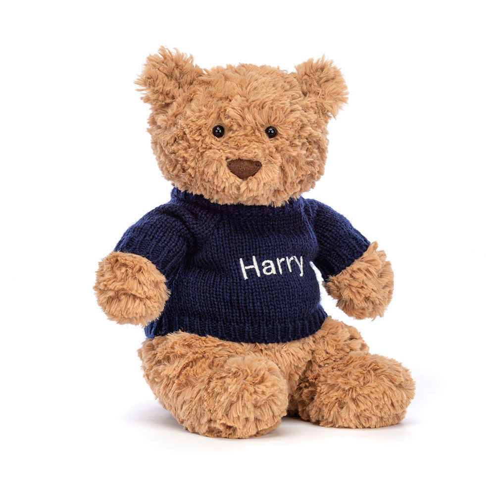 Bartholomew Bear with Personalized Navy Jumper - Jellycat Discount