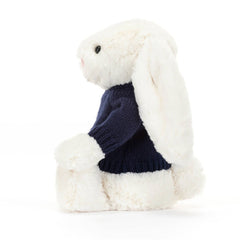 Bashful Cream Bunny with Personalized Navy Jumper - Jellycat