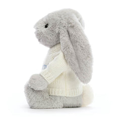 Bashful Silver Bunny with Personalized Cream Jumper - Jellycat For Sale
