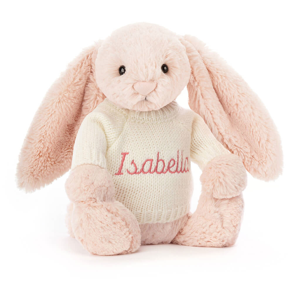 Bashful Blush Bunny with Personalized Cream Jumper - Jellycat Online