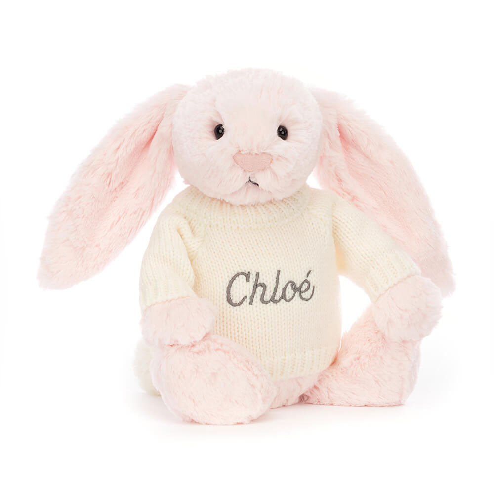 Bashful Pink Bunny with Personalized Cream Jumper - Jellycat Discount