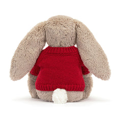 Bashful Beige Bunny with Personalized Red Jumper - Jellycat Sale