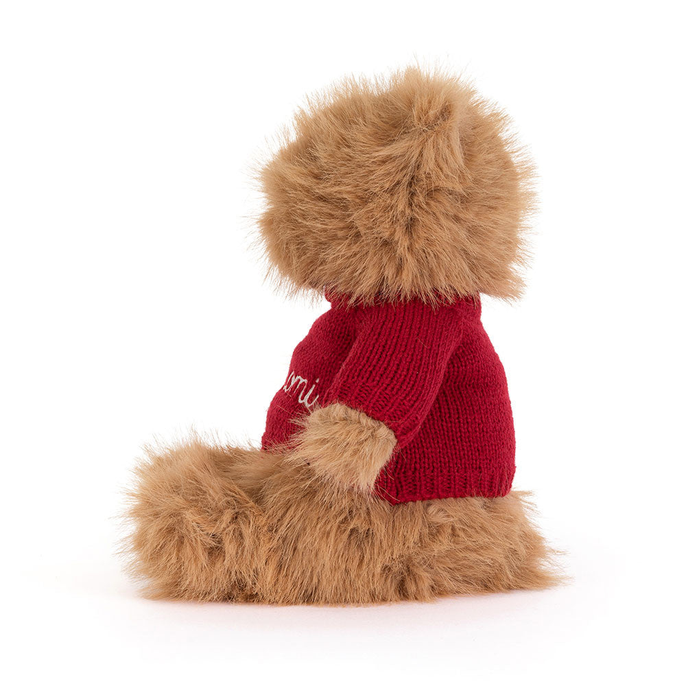 Bartholomew Bear Bouffant with Personalized Red Jumper - Jellycat Sale