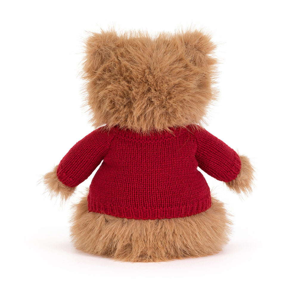 Bartholomew Bear Bouffant with Personalized Red Jumper - Jellycat Sale