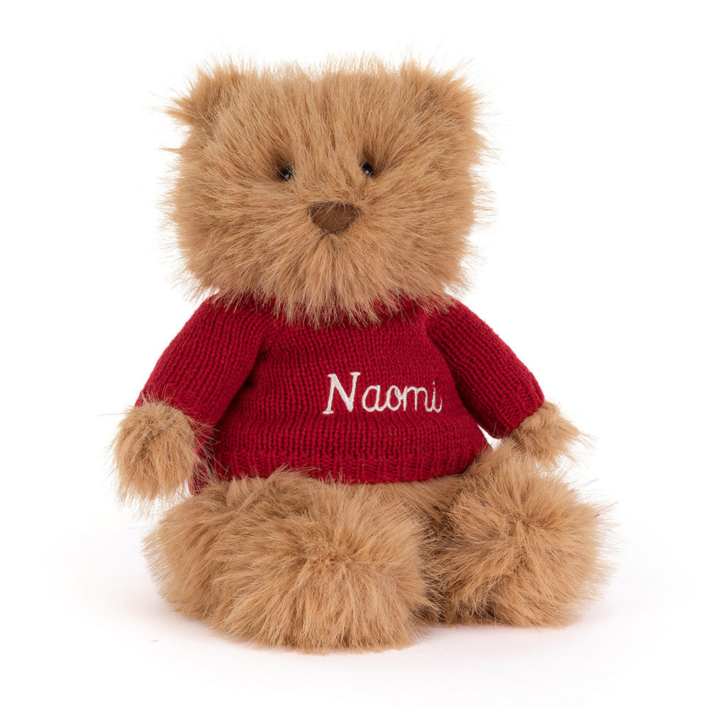Bartholomew Bear Bouffant with Personalized Red Jumper - Jellycat Sale