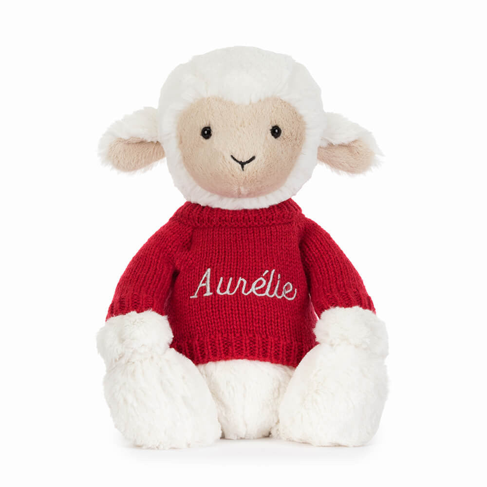Skipson Lamb with Personalized Red Jumper - Jellycat