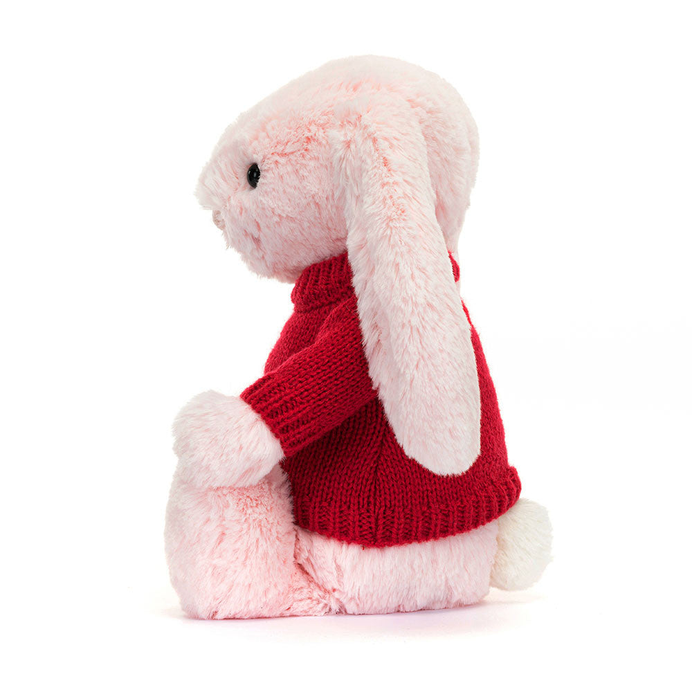 Bashful Pink Bunny with Personalized Red Jumper - Jellycat Online
