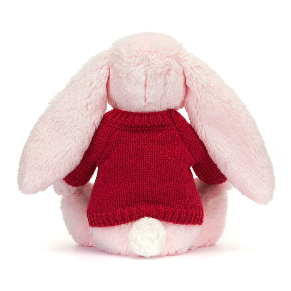Bashful Pink Bunny with Personalized Red Jumper - Jellycat Online