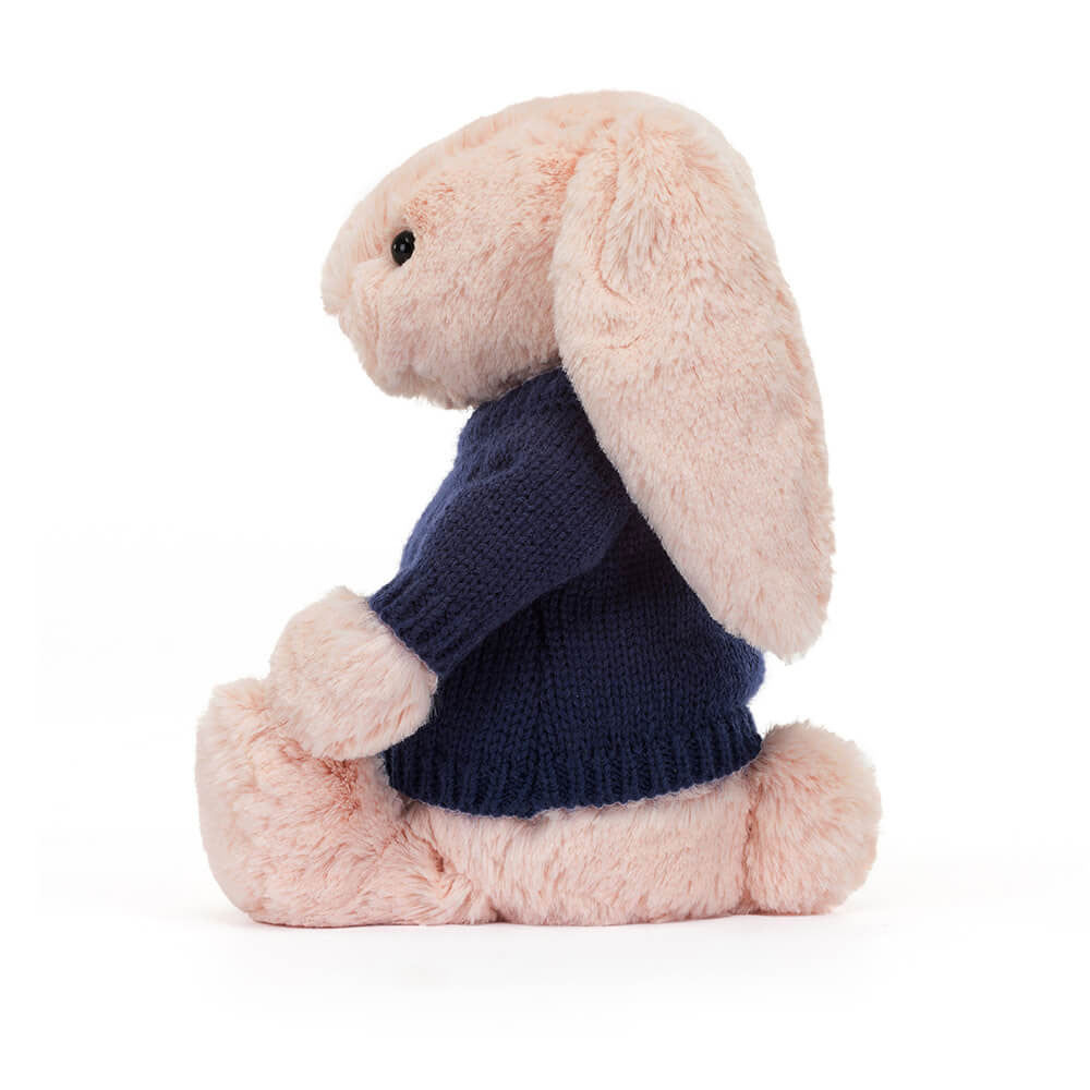 Bashful Blush Bunny with Personalized Navy Jumper - Jellycat Online