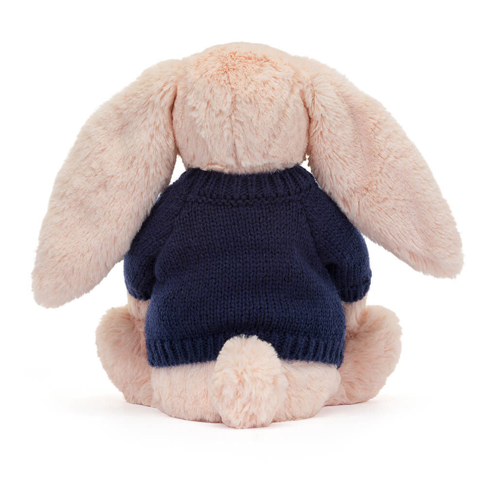 Bashful Blush Bunny with Personalized Navy Jumper - Jellycat Online