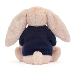 Bashful Blush Bunny with Personalized Navy Jumper - Jellycat Online