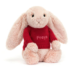 Bashful Blush Bunny with Personalized Red Jumper - Jellycat Discount