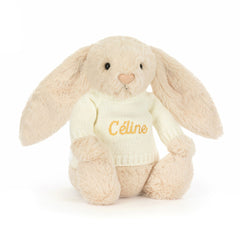Bashful Luxe Bunny Willow with Personalized Cream Jumper - Jellycat Discount