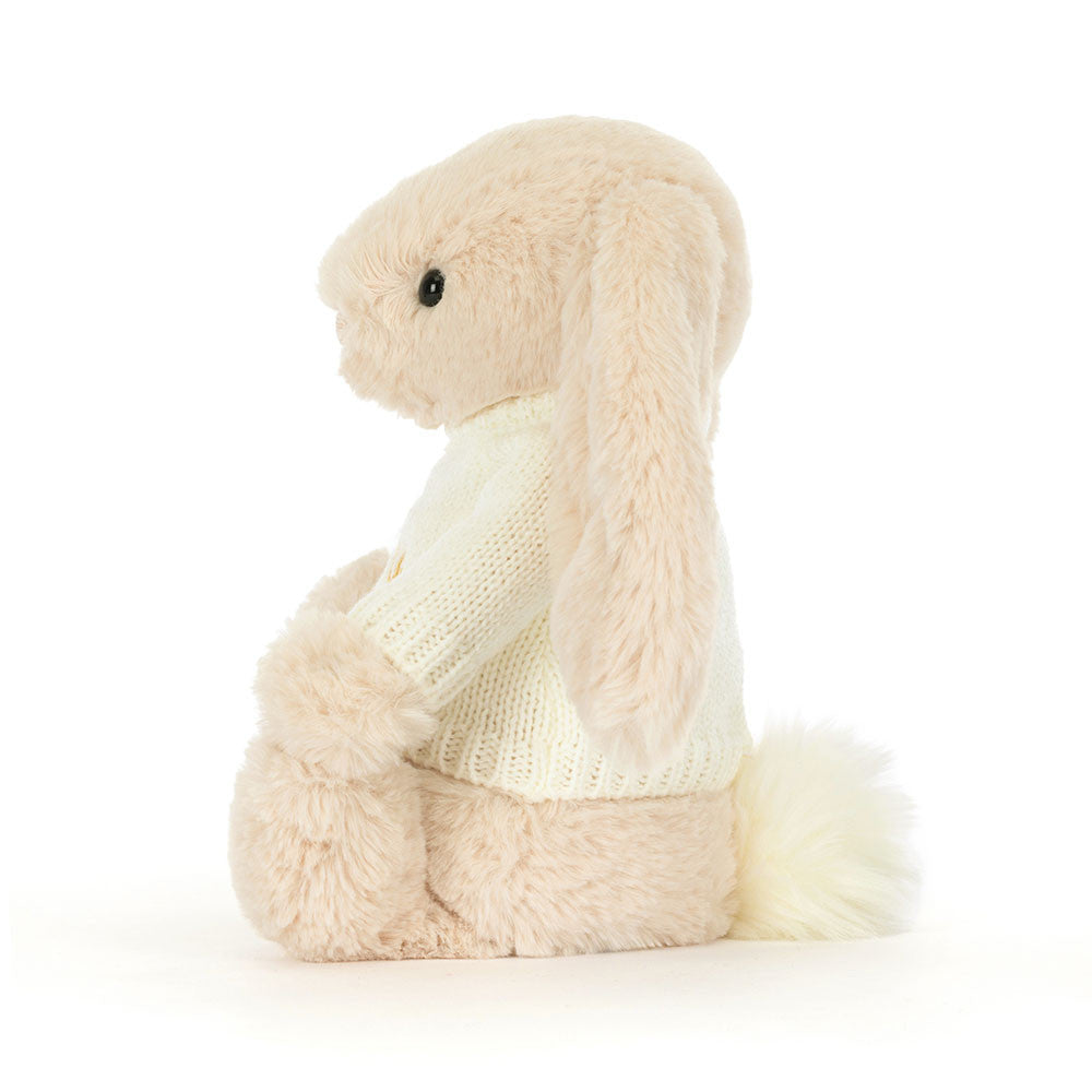 Bashful Luxe Bunny Willow with Personalized Cream Jumper - Jellycat Discount