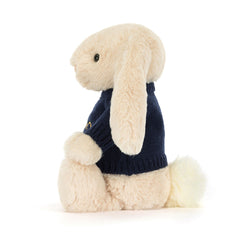 Bashful Luxe Bunny Willow with Personalized Navy Jumper - Jellycat