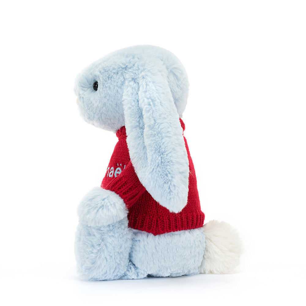 Bashful Blue Bunny with Personalized Red Jumper - Jellycat Sale