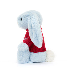 Bashful Blue Bunny with Personalized Red Jumper - Jellycat Sale