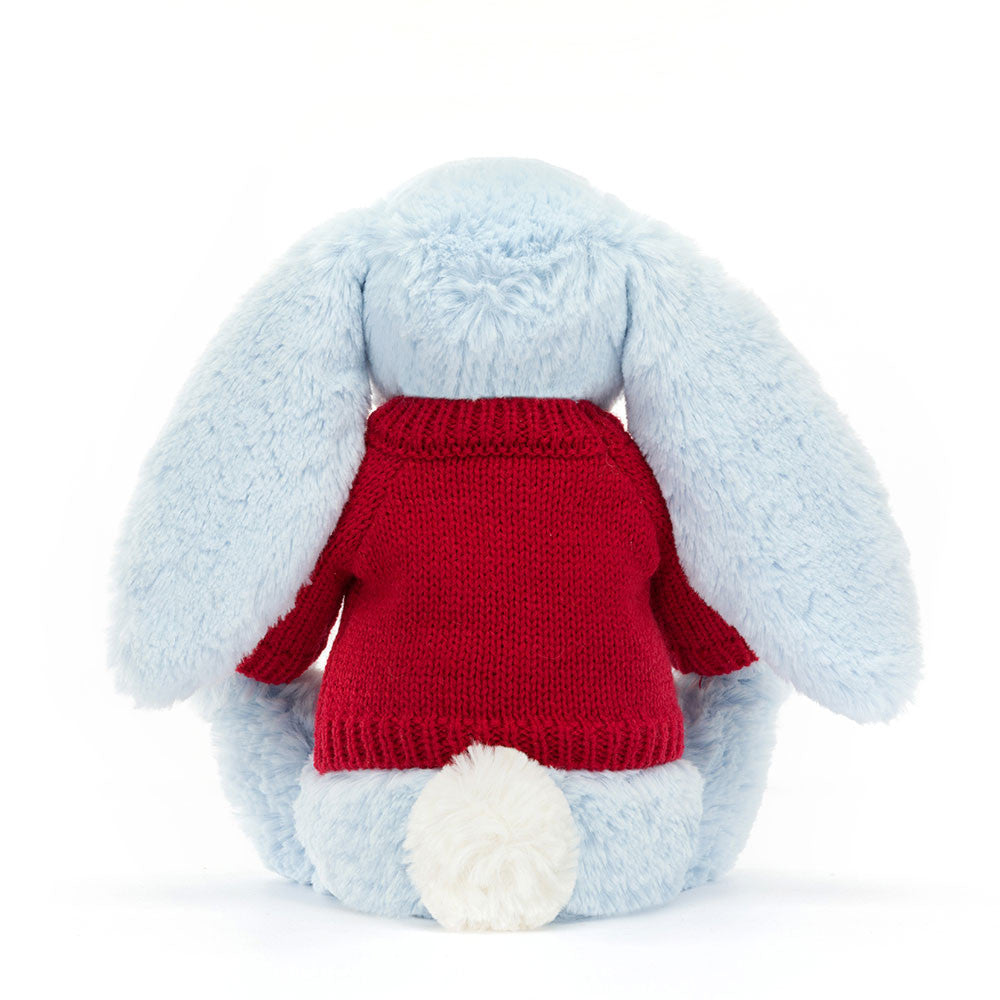 Bashful Blue Bunny with Personalized Red Jumper - Jellycat Sale