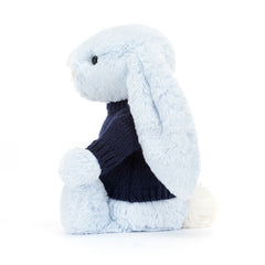 Bashful Blue Bunny with Personalized Navy Jumper - Jellycat Discount