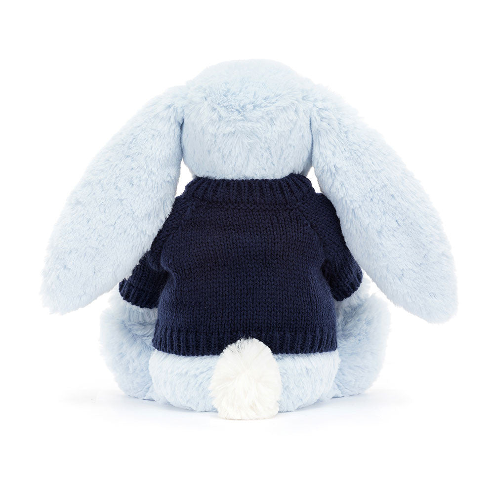 Bashful Blue Bunny with Personalized Navy Jumper - Jellycat Discount