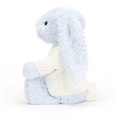 Bashful Blue Bunny with Personalized Cream Jumper - Jellycat