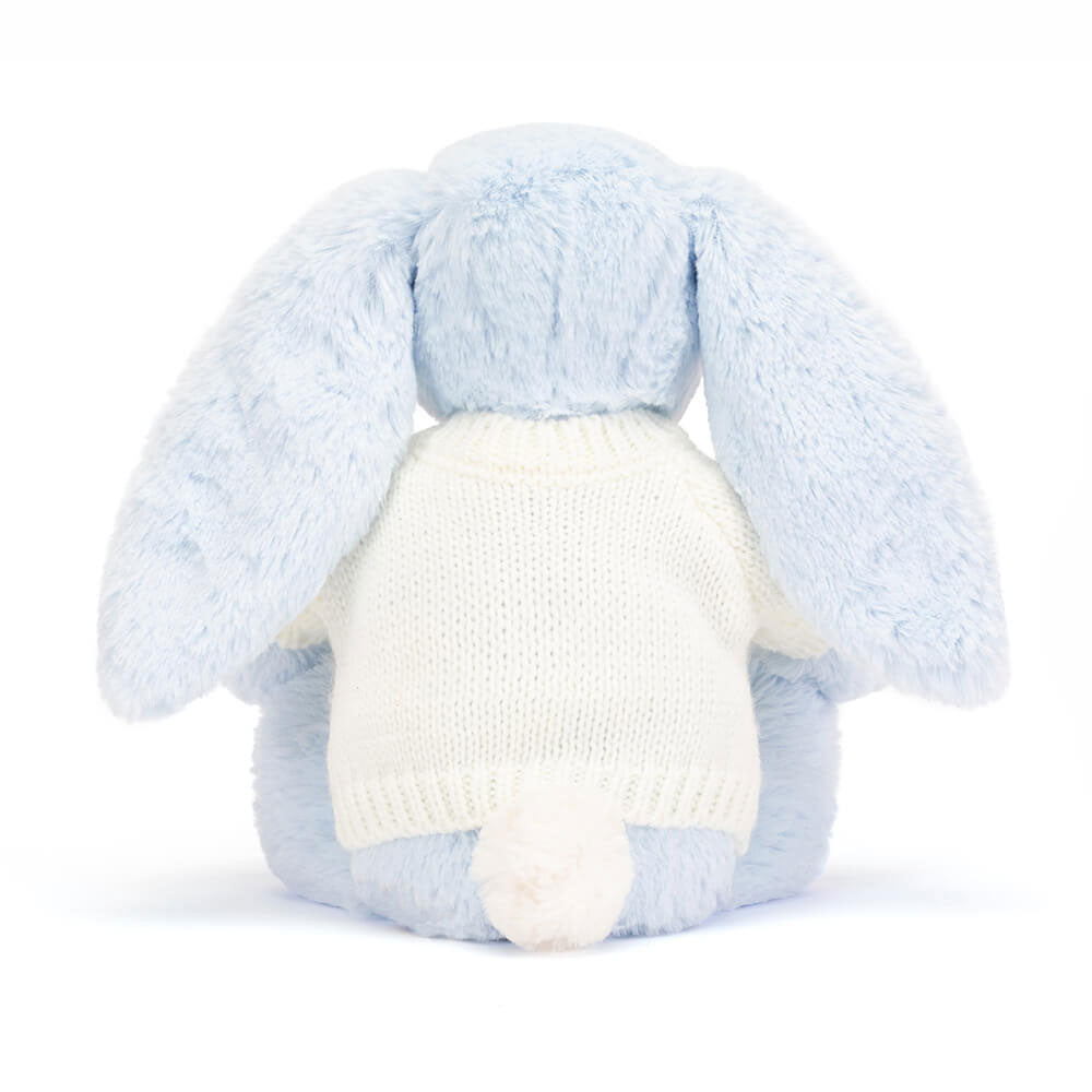 Bashful Blue Bunny with Personalized Cream Jumper - Jellycat