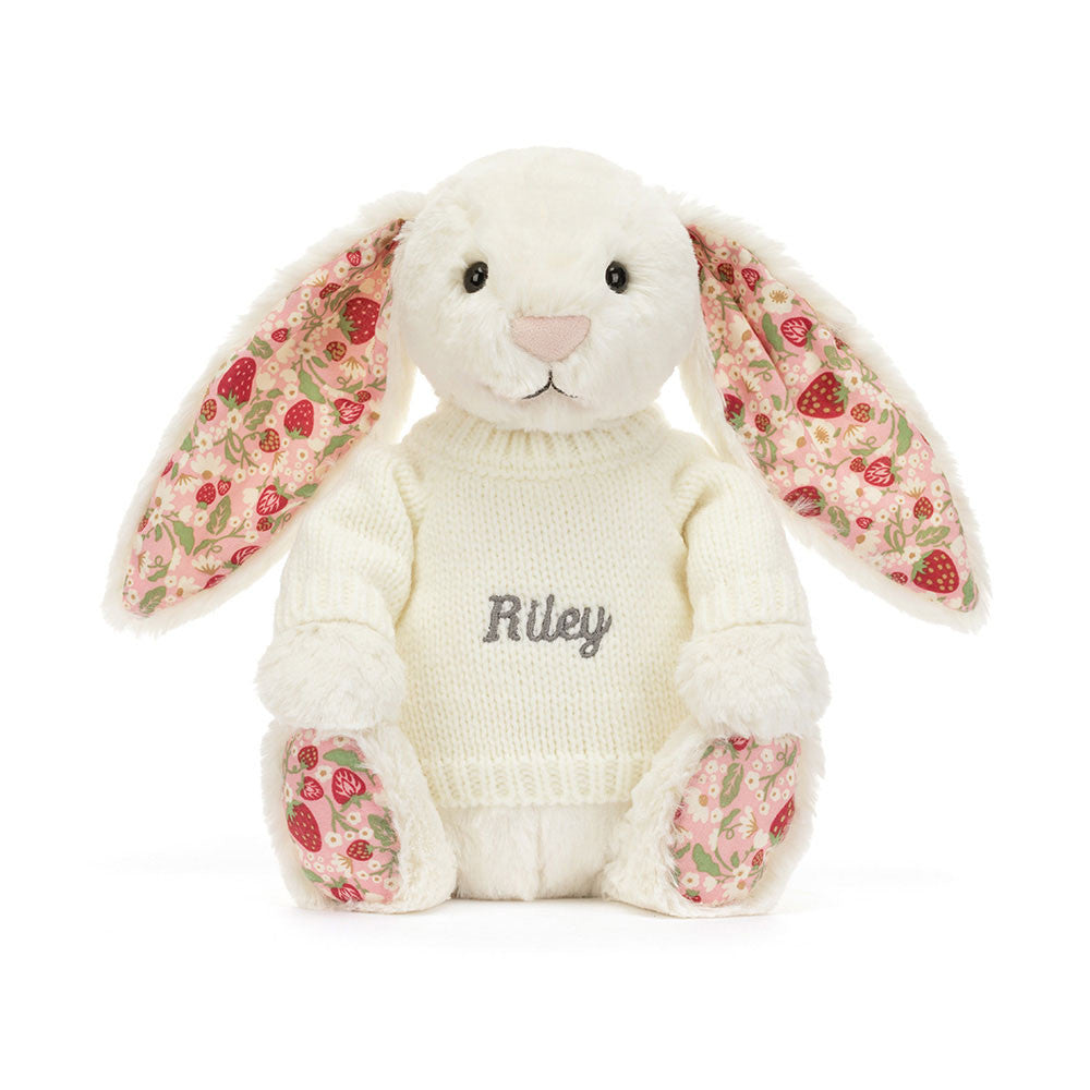 Blossom Cream Bunny 'Berry' with Personalized Cream Jumper - Jellycat Sale