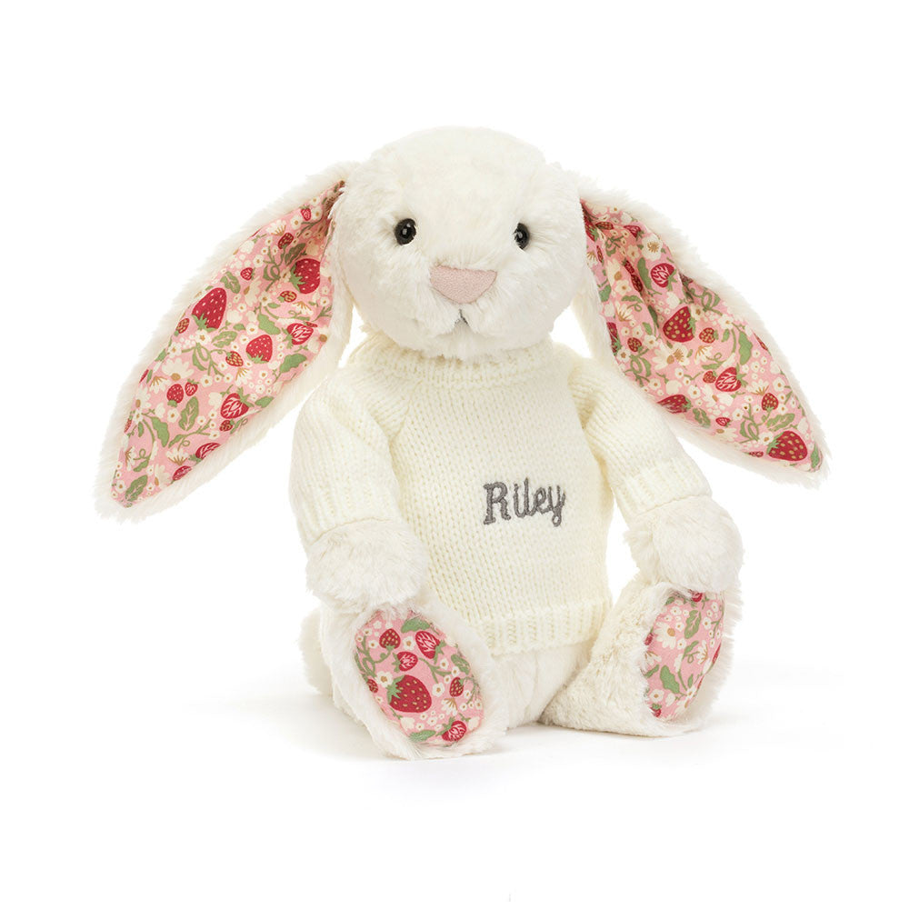 Blossom Cream Bunny 'Berry' with Personalized Cream Jumper - Jellycat Sale