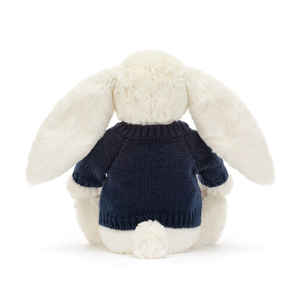 Blossom Cream Bunny 'Berry' with Personalized Navy Jumper - Jellycat Online