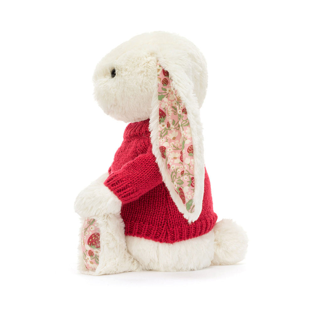 Blossom Cream Bunny 'Berry' with Personalized Red Jumper - Jellycat Discount