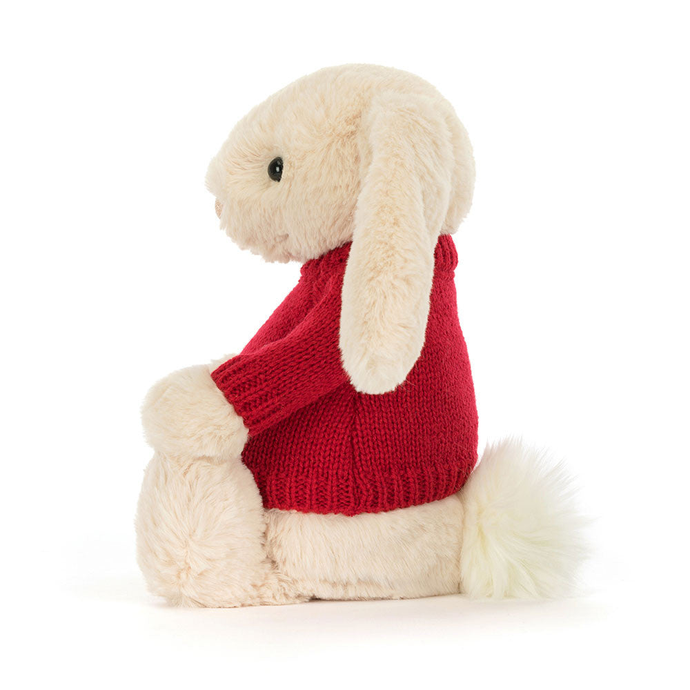 Bashful Luxe Bunny Willow with Personalized Red Jumper - Jellycat