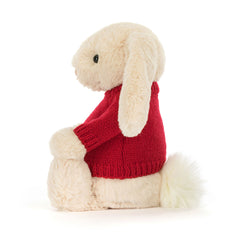 Bashful Luxe Bunny Willow with Personalized Red Jumper - Jellycat