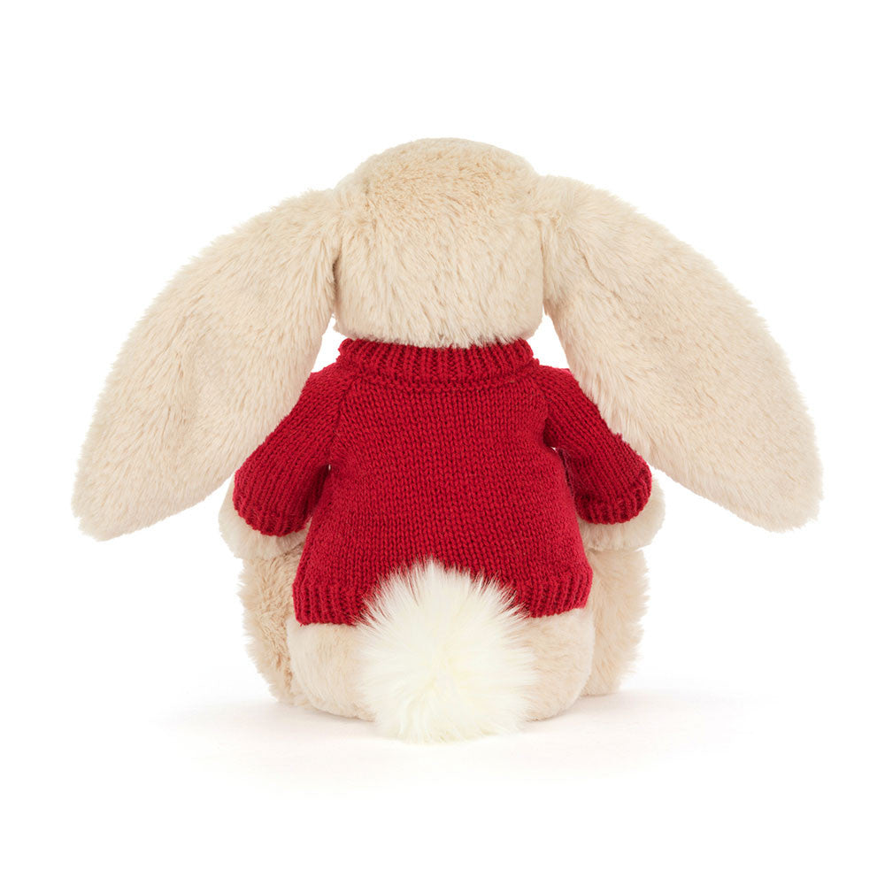 Bashful Luxe Bunny Willow with Personalized Red Jumper - Jellycat