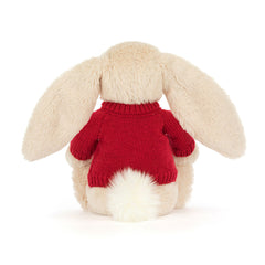 Bashful Luxe Bunny Willow with Personalized Red Jumper - Jellycat