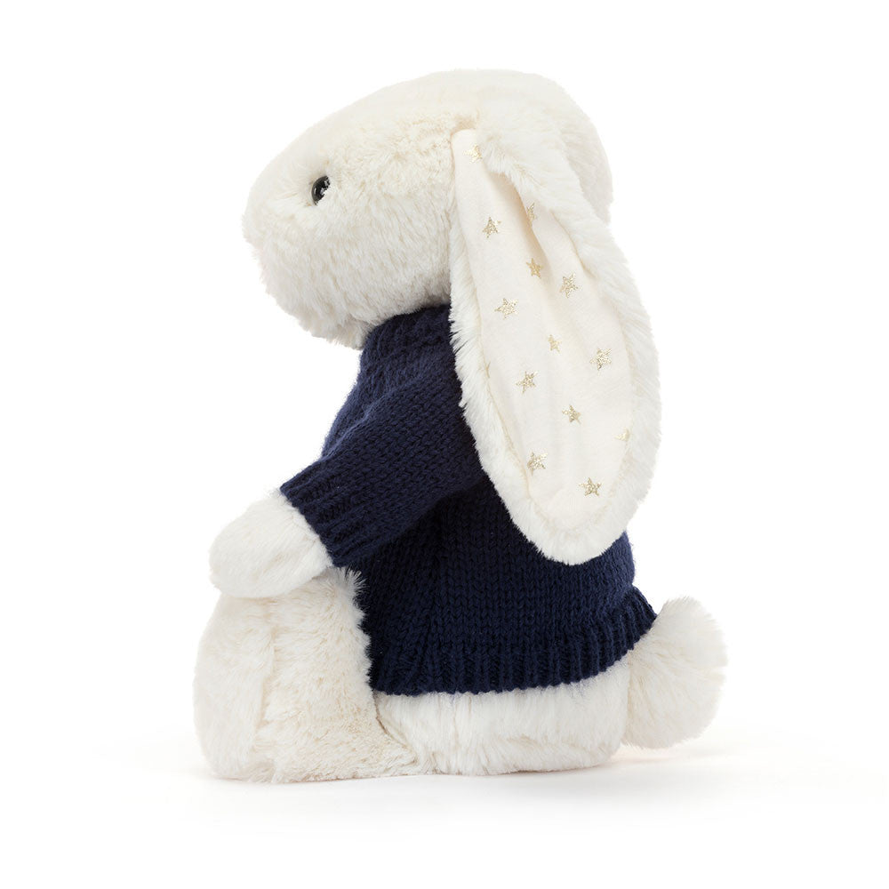 Bashful Twinkle Bunny with Personalized Navy Jumper - Jellycat Sale