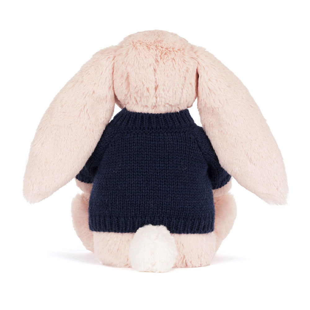 Blossom Blush Bunny 'Cherry' with Personalized Navy Jumper - Jellycat Online
