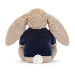 Blossom Beige Bunny 'Petal' with Personalized Navy Jumper - Jellycat Discount