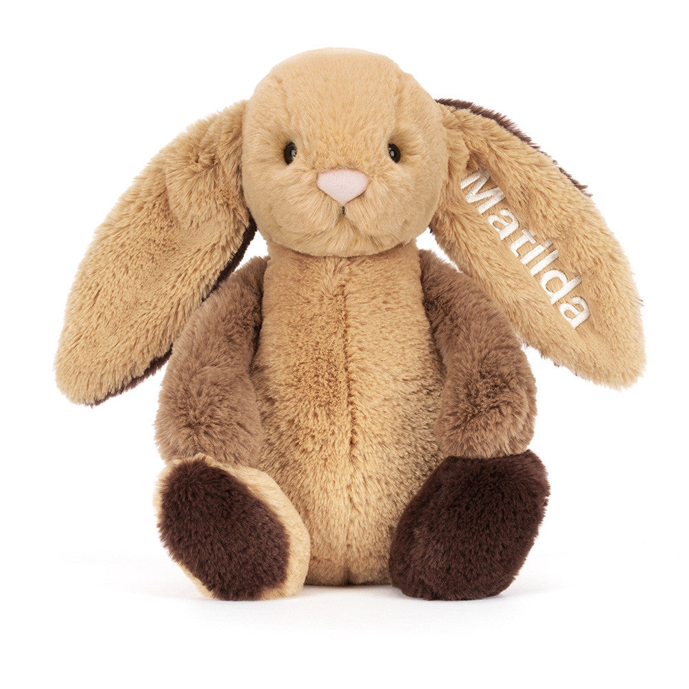 Personalized Bashful Patchwork Brown Bunny Original - Jellycat For Sale