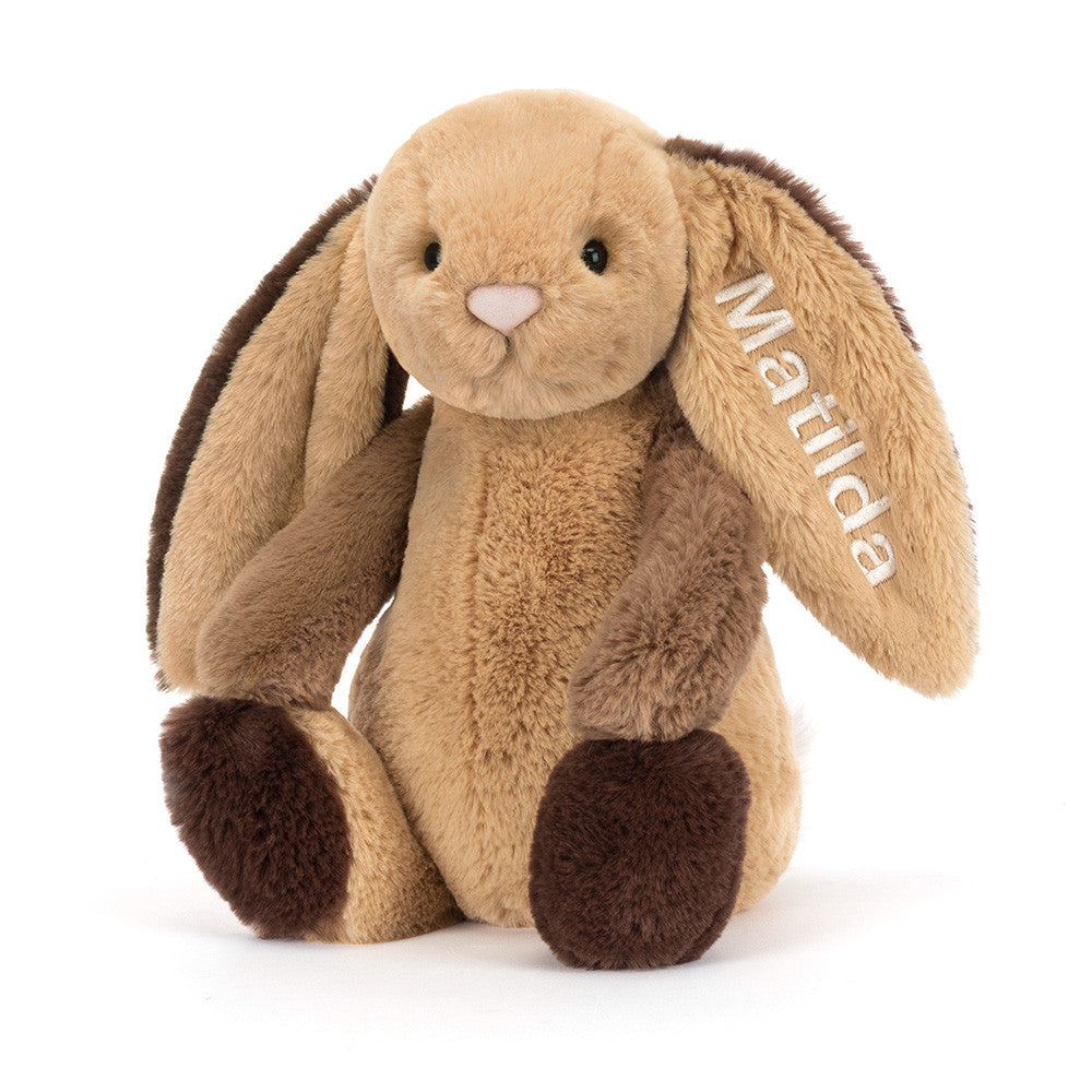 Personalized Bashful Patchwork Brown Bunny Original - Jellycat For Sale