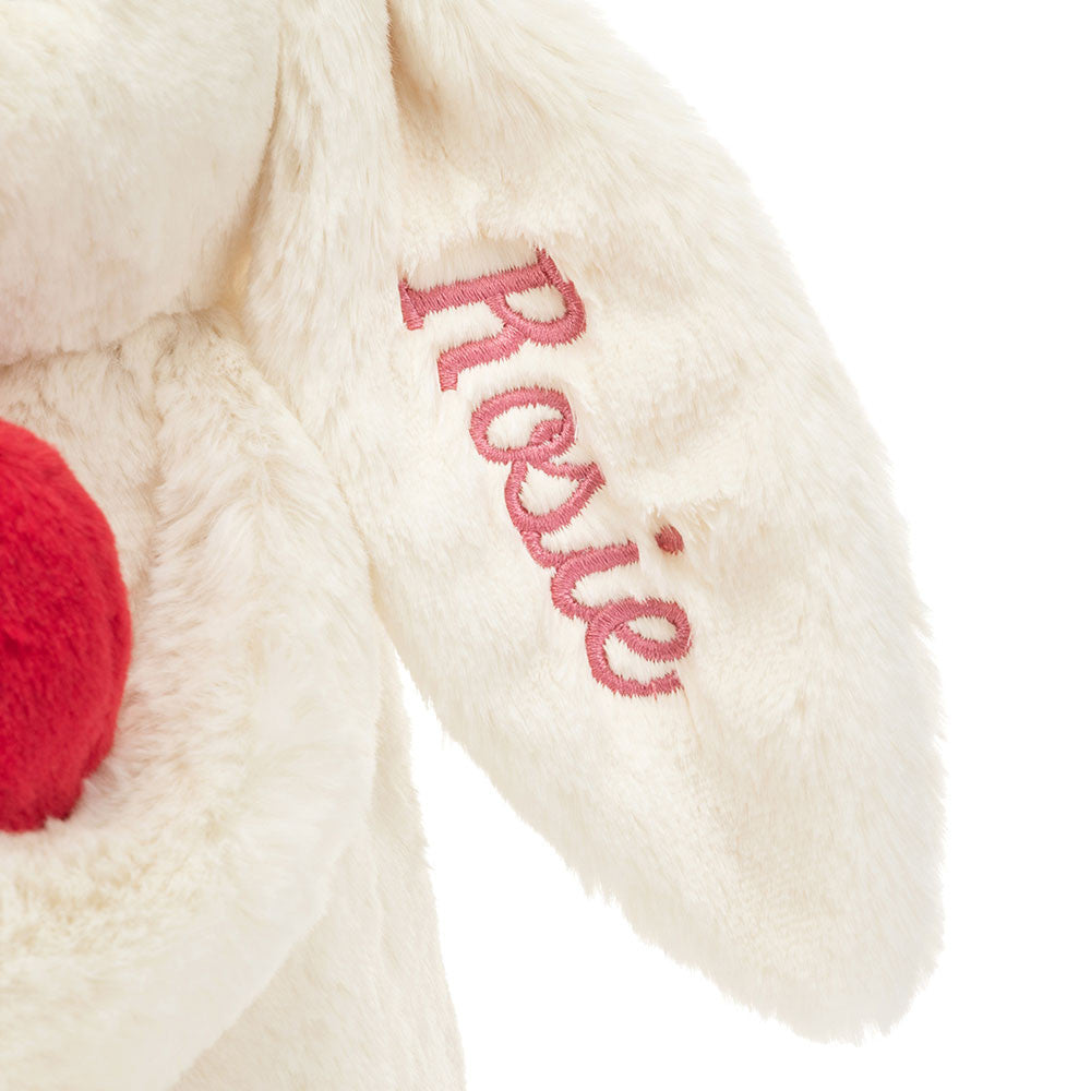 Personalized Bashful Red Love Heart Bunny Medium - Jellycat Online
