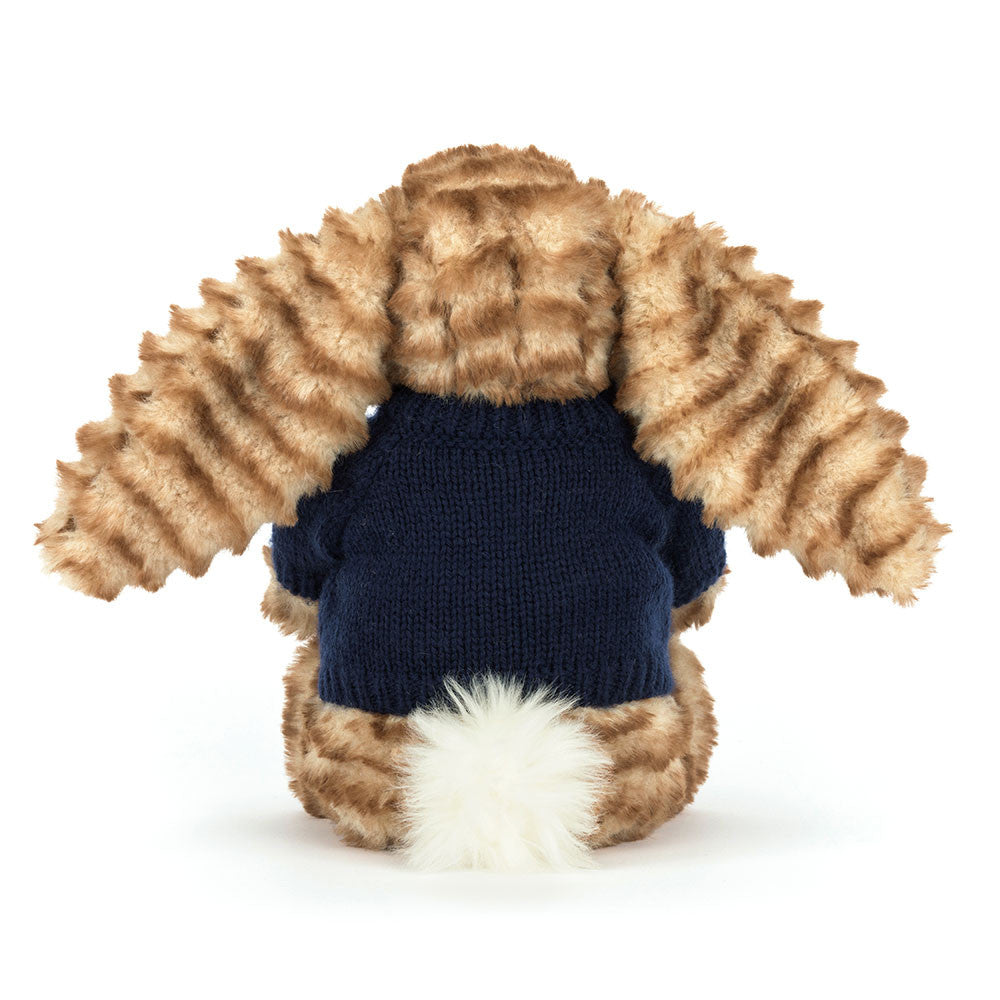 Bashful Luxe Bunny Juniper with Personalized Navy Jumper - Jellycat For Sale