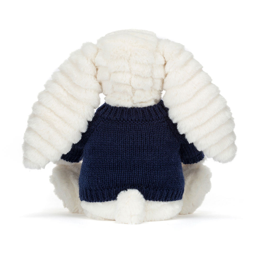 Bashful Luxe Bunny Nimbus with Personalized Navy Jumper - Jellycat Sale